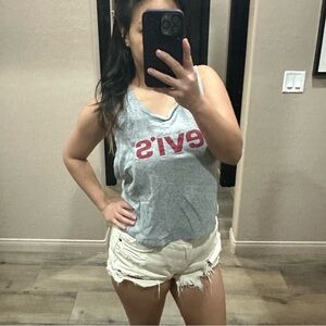 Levi's Gray Tank Top with Red Logo - Women's Sleeveless Tee